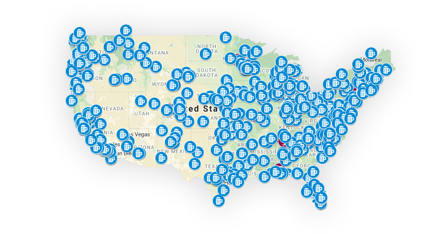 map of brewing and distilling clients